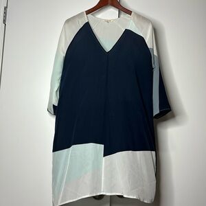 Ali Golden color block v neck silk dress size xs/s